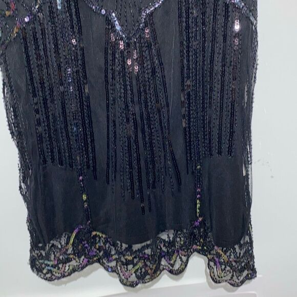Vijiv Women's Black Sparkling Sequin Beaded Embellished Tank Top Small NWT - Picture 3 of 9
